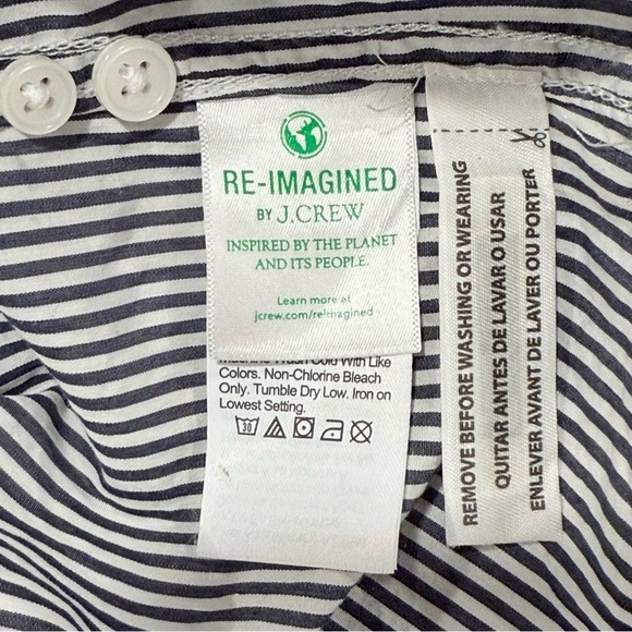 J Crew Womens Blue White Striped Long Sleeve Classic Cotton Button Up  XS/Small - Picture 4 of 7
